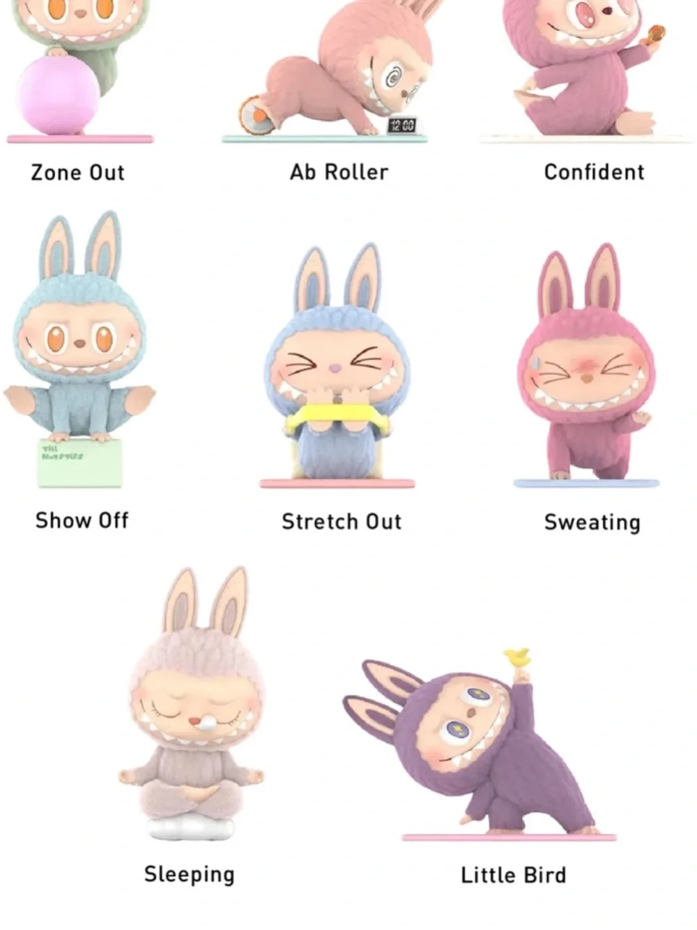 Lazy Yoga Labubu Figure - Confident Pink